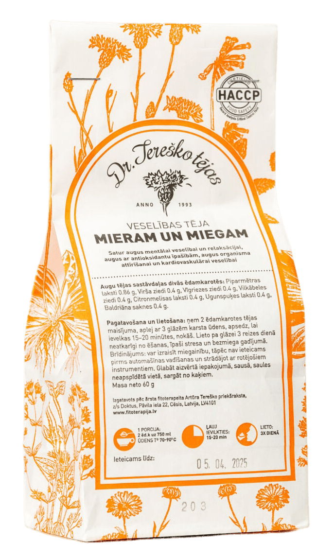 Veselības tēja mieram un miegam — Dr. Tereško